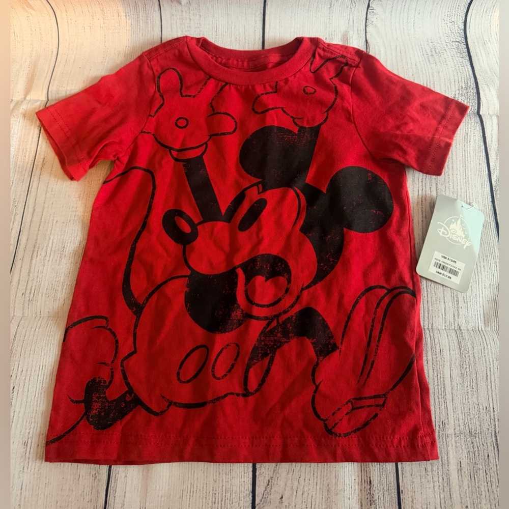Disney Mickey Mouse Red❤️& Black🖤 Short Sleeve T-Shirt Little Boys. (NEW tags)